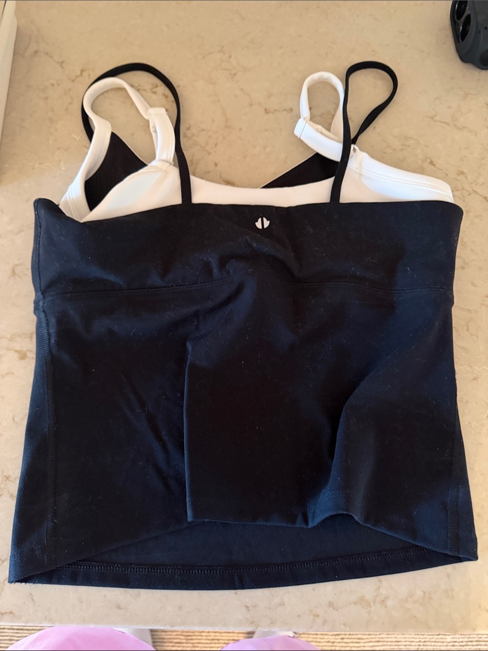 Black & White Athletic Tank with Built-in Bra